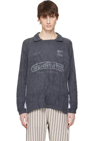 Serapis Gray Knit Football Polo