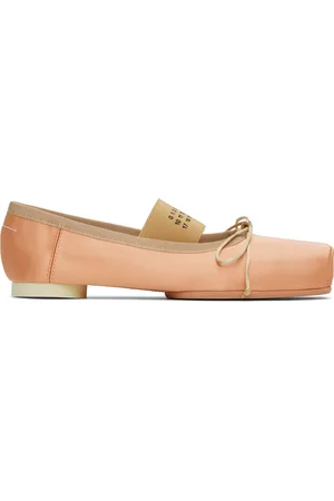 Maison Margiela Pink Satin Pointe Logo Ballerina Flats