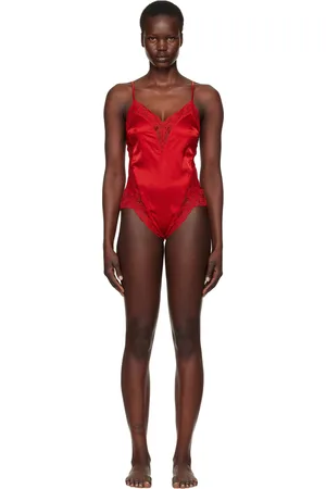 FLEUR DU MAL Red Venus Lace Teddy Bodysuit