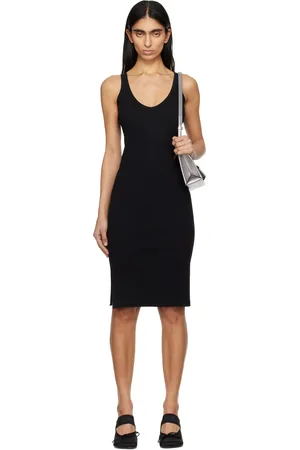 Maison Margiela Black Cotton Rib Tank Midi Dress