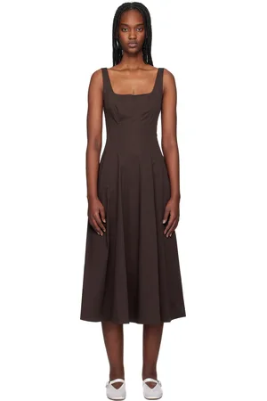 Staud Brown Wells Midi Dress