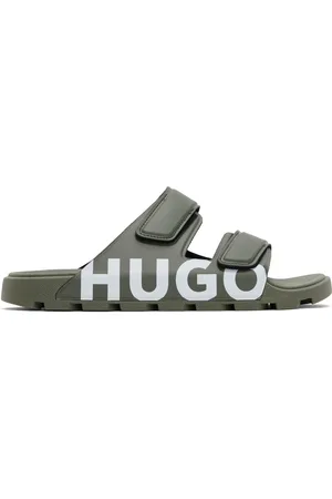 HUGO BOSS Khaki Logo Double Touch-Closure Straps Sandals