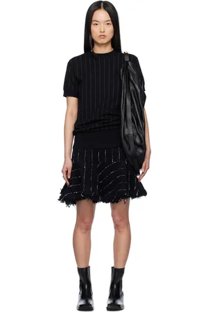 SACAI Black Tweed & Knit Minidress