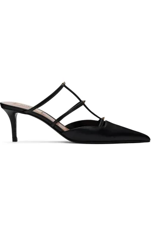 VALENTINO GARAVANI Black Rockstud Wispy Calfskin Mules
