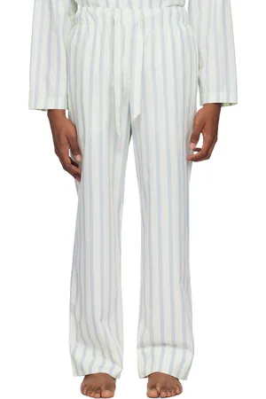 Tekla White & Blue Drawstring Pyjama Pants