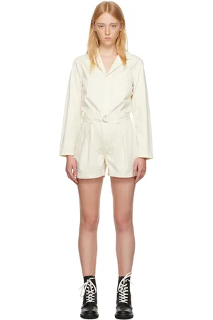 RAG&BONE Off-White Pleated Denim Jumpsuit