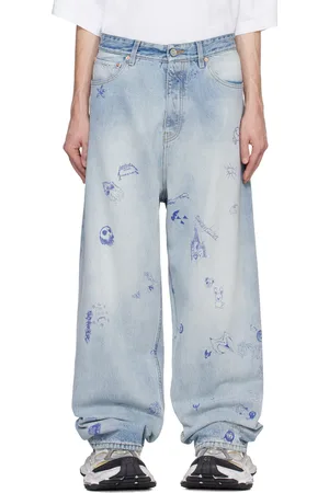 Vetements Blue Scribbled Baggy Jeans