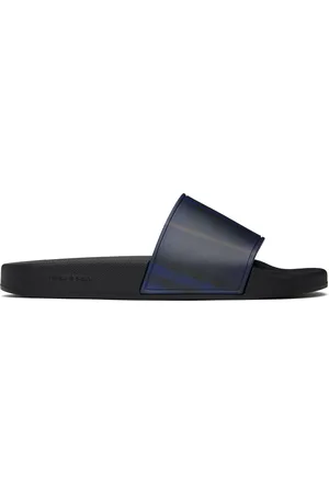 Burberry Navy & Black Check Pool Slides