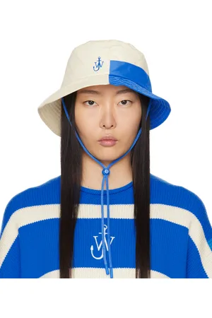 J.W.Anderson White & Blue Asymmetric Bucket Hat