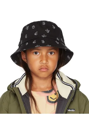 Molo Kids Black Friendly Hands Bucket Hat