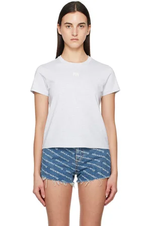 Alexander Wang Gray Puff Logo Shrunken T-shirt
