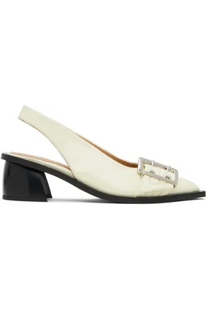 Ganni Off-White Feminine Buckle Slingback Heels