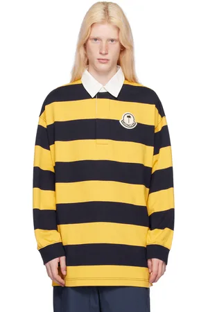 Moncler Moncler x Palm Angels Yellow & Navy Striped Long Sleeve Polo