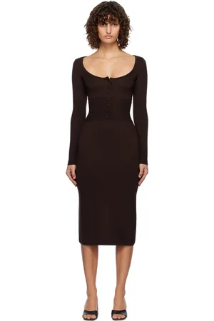 Staud Brown Sabrina Midi Dress