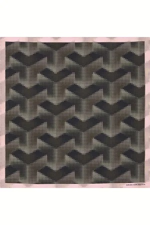 DRIES VAN NOTEN Brown & Pink Silk Pocket Square