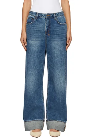 KSUBI Blue Low Rider Cuffed Aged Jeans