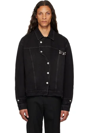 C2H4 Black Stagger Placket Arc Denim Jacket