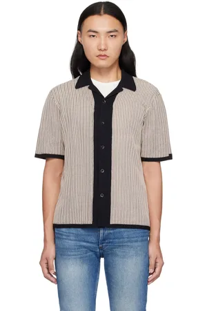 RAG&BONE Taupe & Black Harris Camp Shirt
