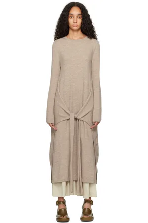 Lauren Manoogian Beige Sleeves Midi Dress
