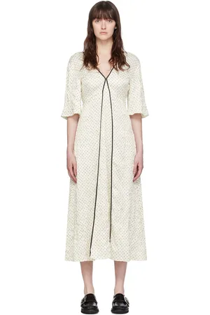 Ganni Off-White Polka Dot Maxi Dress