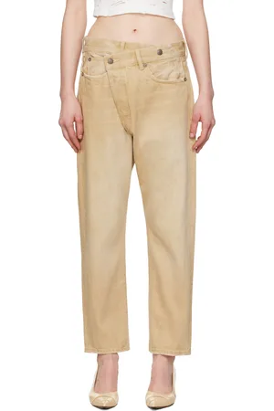 R13 Beige Crossover Jeans