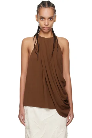 J.W.Anderson Brown Twisted Draped Halter Tank Top