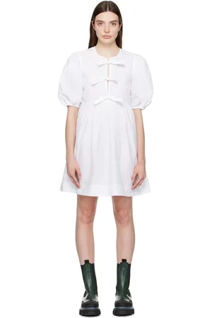 Ganni White Self-Tie Minidress