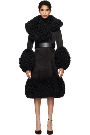 Alaïa Black Knitted Tailored Faux-Shearling Coat