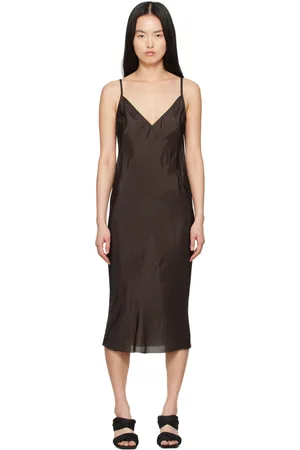 Rick Owens Brown Hollywood Slip Midi Dress