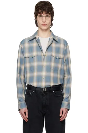 Tonywack Blue Checked Cotton Modal Western Shirt