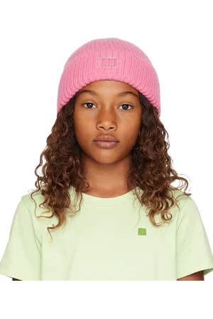 Acne Studios Kids Pink Embellished Face Logo Beanie