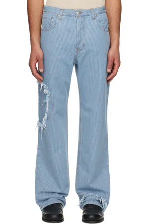 Edward Cuming Blue & White Denim Circle Window Jeans