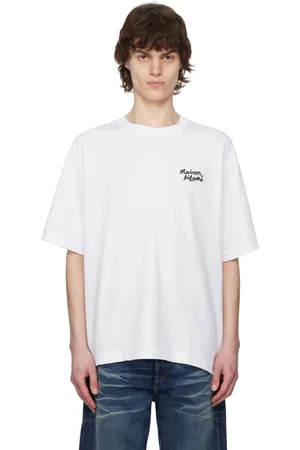 Maison Kitsuné White Handwriting Embroidery Oversize T-shirt