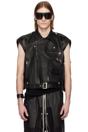 Rick Owens Black Hollywood SL Jumbo Bauhaus Leather Vest