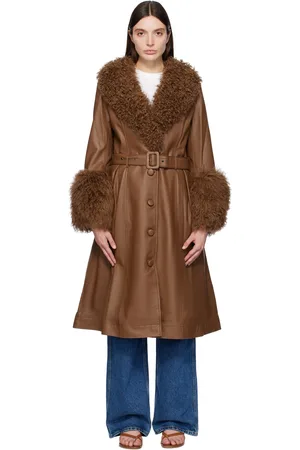 Saks Potts Brown Foxy Shearling Coat