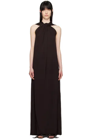 Jil Sander Brown Draped Maxi Dress