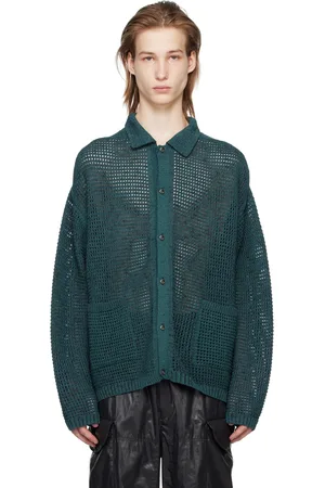 YOKE Green Spread Collar Cardigan