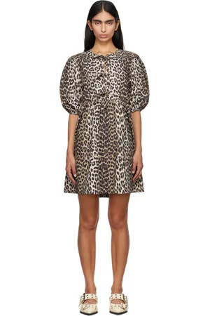 Ganni Black & Brown Tie String Minidress