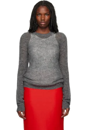 Sportmax Gray Stretch Alpaca & Wool Crewneck Sweater