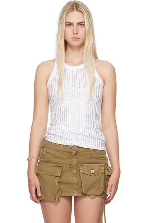 The Attico White Crystal Tank Top
