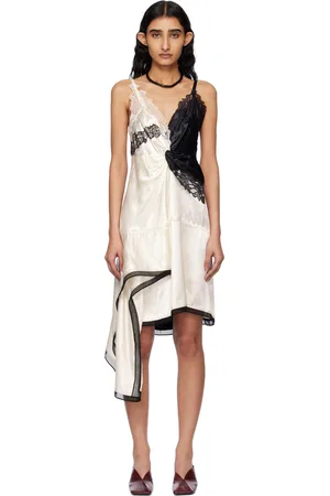 3.1 Phillip Lim Black & Off-White Liquid Satin Twist Midi Dress