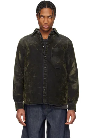 Helmut Lang Khaki Curved Classic Flocked Shirt