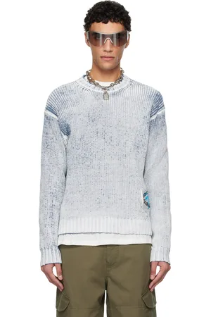 Acne Studios Blue & White Crew Neck Sweater