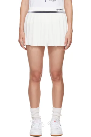 Sporty & Rich Off-White Abigail Pleated Miniskirt