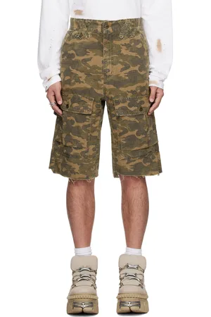We11 Done Khaki Camo Vintage Shorts