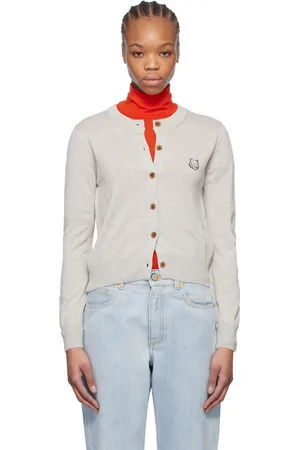 Maison Kitsuné Gray Bold Fox Head Patch Regular Cardigan