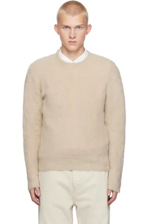 Ami Beige Alpaca Mohair Brushed Sweater