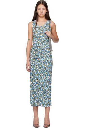 Paco rabanne Blue Flower Print Midi Dress