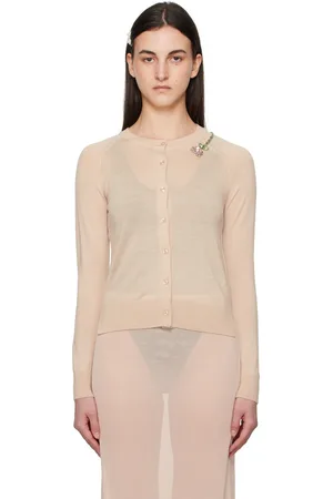 Simone Rocha Beige Classic Long Sleeve Cardigan