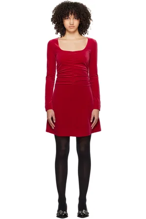 Ganni Red Ruched Minidress
